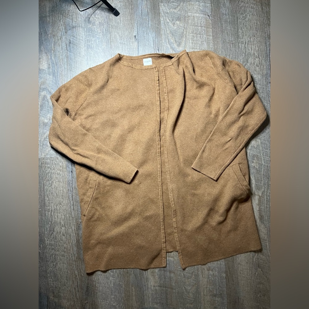 J Crew Sweater Cardigan Tan Brown Oversize Womens Sz S 100% Cotton